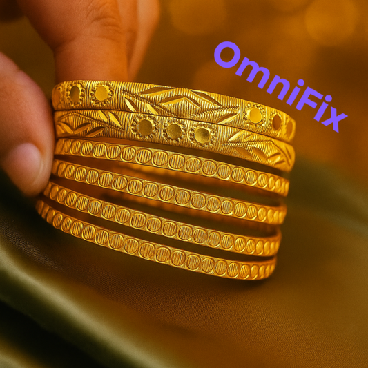 OmniFix® Indian Gold Color 6 Bangles Set